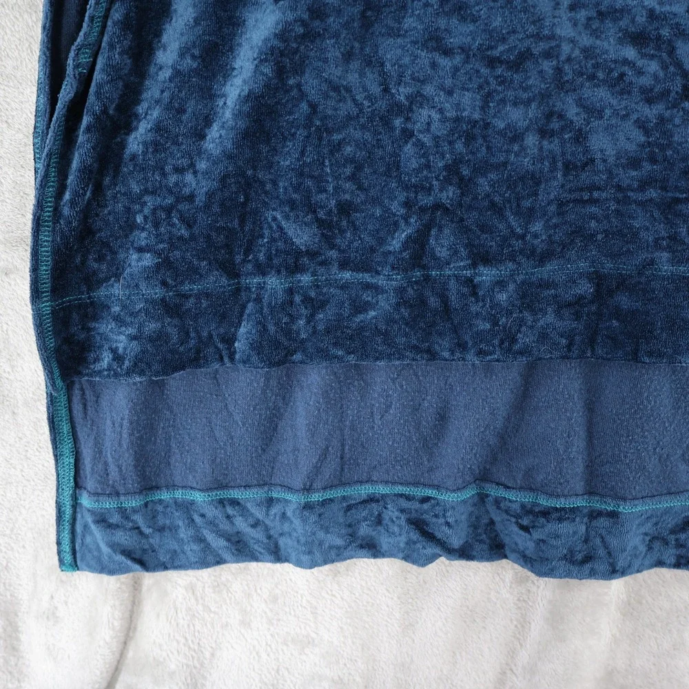 We The Free Luxe Crushed Velvet Tunic Top Women S Blue V-Neck Boho High-Low Swim